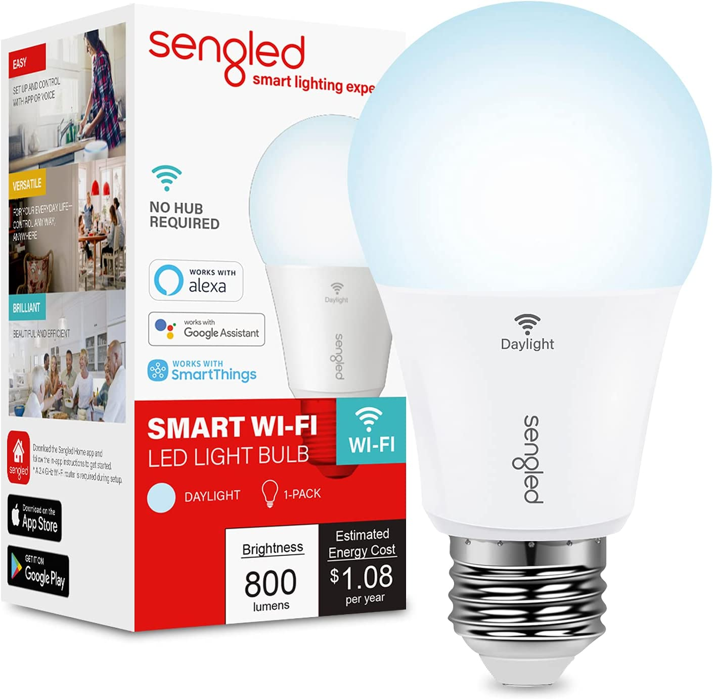 Smart Light Bulb, Wifi Light Bulbs No Hub Required, Smart Bulbs That Work with A-image