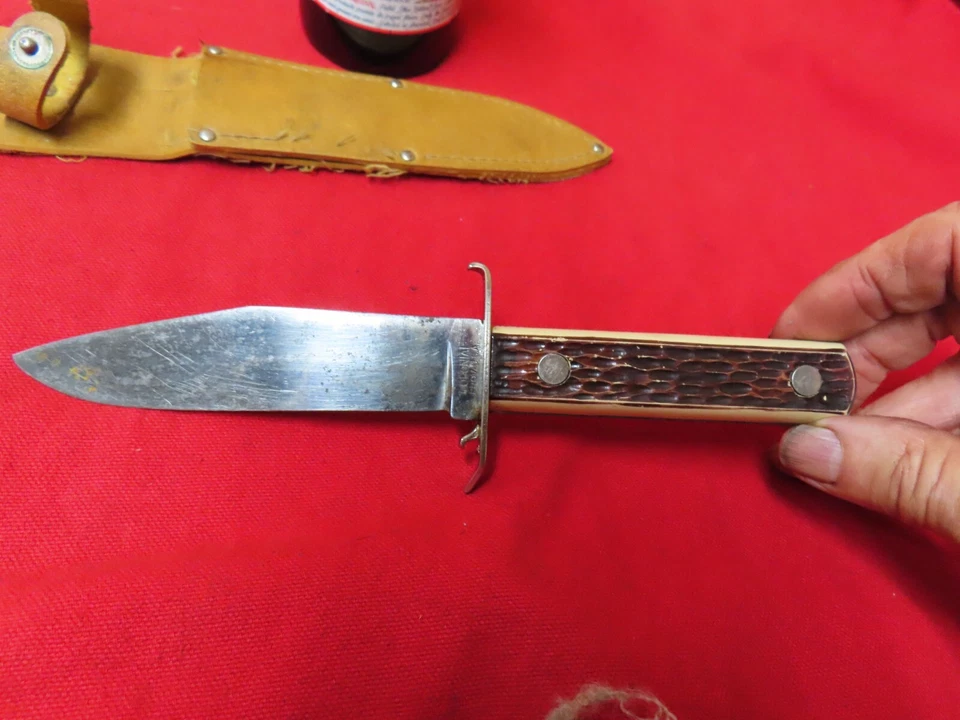 Cuchillo de caza colonial, de colección, carbono, ciervo tallado, Alemania ~ AVG/GD🤠🤠CK5.11.24R Foto 3 de 4