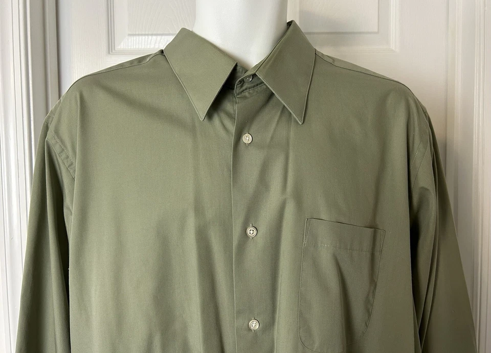 Camisa masculina Valerio Garati verde manga longa XL 17 32-33 botão de fácil cuidado frontal - Imagem 2 de 4