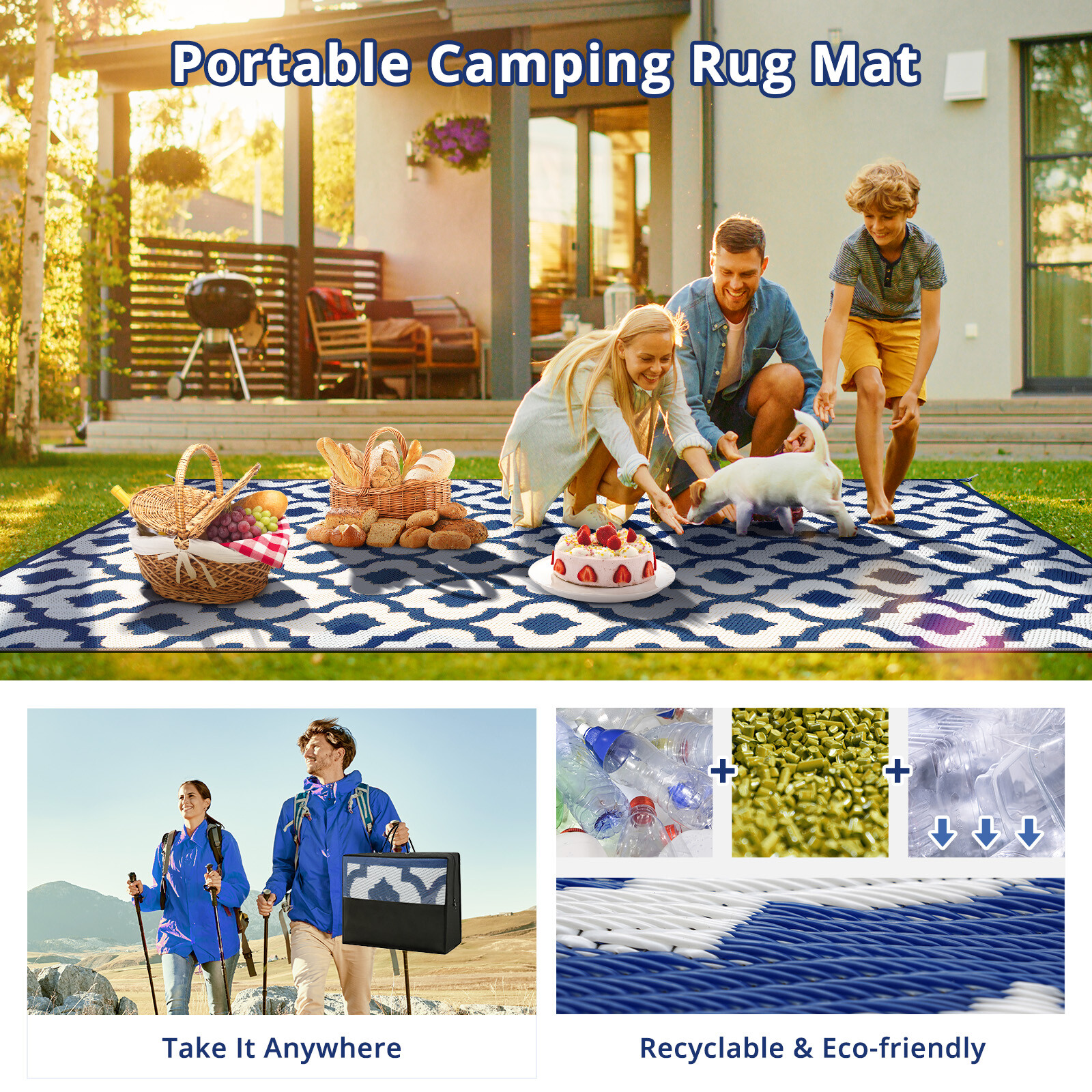 9x18 ft Outdoor Rugs Camping Area Rug Waterproof Indoor Outdoors for