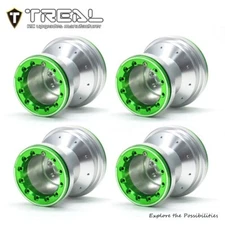 Losi MINI LMT Treal Machined Aluminum Beadlock Wheel Set - Silver/Green