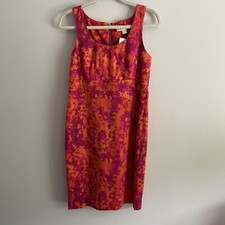 Michael Kors Women SZ 6 Orange/Red Color Burst Sleeveless Lined Sheath Dress NWT