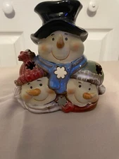 Christmas Decor 3 Snowman heads over each other 6 inches tall