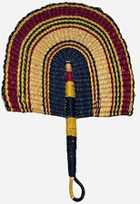 AFRICAN HAND FAN WOVEN HANDMADE GRASS WALL DECOR 16"X10.5"