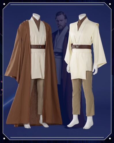FANTASTICI Costume Cosplay Obi-Wan Kenobi Star Wars Jedi Knight Abiti Corda Set Completi - Foto 5 di 13