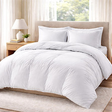 Threads King Duvet Cover Set, 3PC Soft Microfiber, White, Zipper Closure