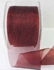 2 Inch Sheer Twinkle Organza Ribbon   May Arts   Dark Red - 50 Yards
