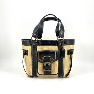 COACH Handbag Soho Straw Beige 113 Authentic From Japan
