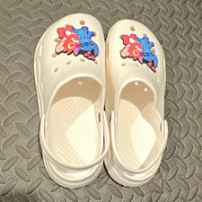 Girls White Clog Sandals Slip-On Round Toe Disney Stitch Angel Print -EU 44-45
