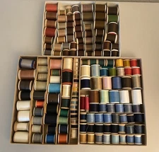 Lot of 160+ Vintage Sewing Thread Spools Assorted Sizes & Brands