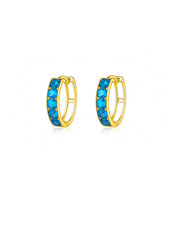 14k Yellow Gold CZ Birthstones Huggie Earrings