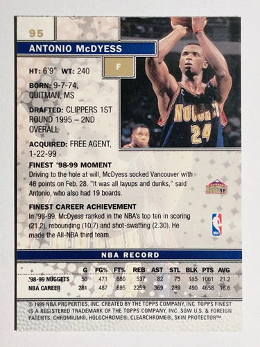 1999-00 Finest #95 Antonio McDyess - Picture 2 of 2