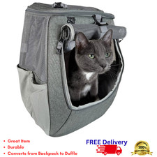 Convertible Cat Backpack Duffle Bag Hiking Carrier Travel Pet Large Mesh 25lb