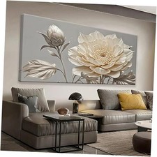 Canvas Art Wall Decor Print Paintings Flower Wall Art 40"L x 20"W Silver White