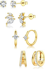 Small Hoop Earrings for Women - 14K Gold Plated Stud Hoop Earrings Set Hypoaller