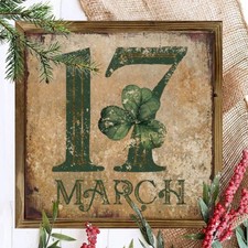 2D St. Patrick  s Day Gifts Clover Wooden Wall Sign Vintage Wall Art Home Decor