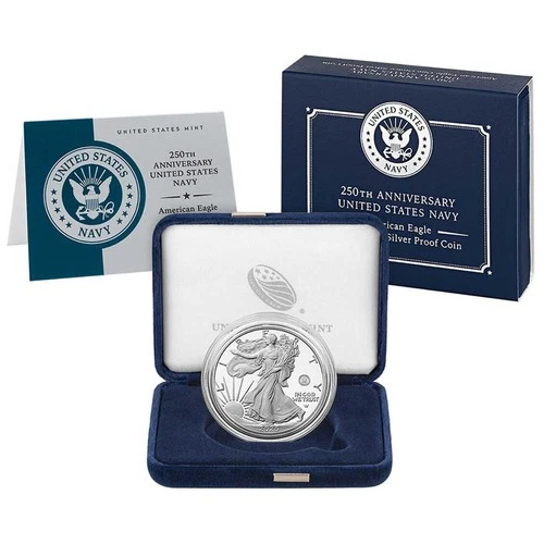 2025-S $1 1-oz Proof American Silver Eagle Navy Privy OGP &COA 250th