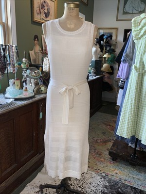 Rachel Zoe Ivory Crochet Dress Sleeveless Belted Cami Side Slits Size Large  | eBay
