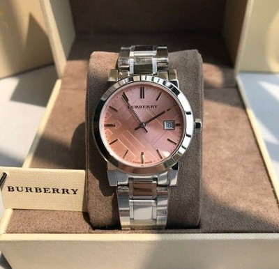 BURBERRY DAMEN UHR BU9124 EDELSTAHL ARMBAND & ROSA ZIFFERBLATT THE CITY ORIGINAL