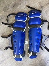 Nike Pro Gold Precision Catchers Leg Guards 17&rdquo; Baseball Royal Blue White Adult