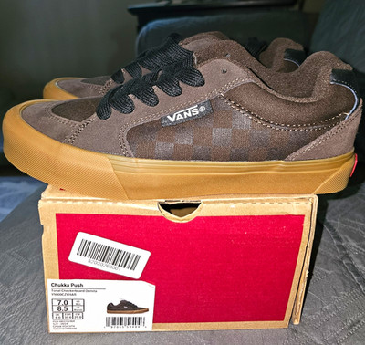 VANS Chukka Push Brown Canvas Lace-Up Sneakers Gum Rubber Sole Men s 7.5