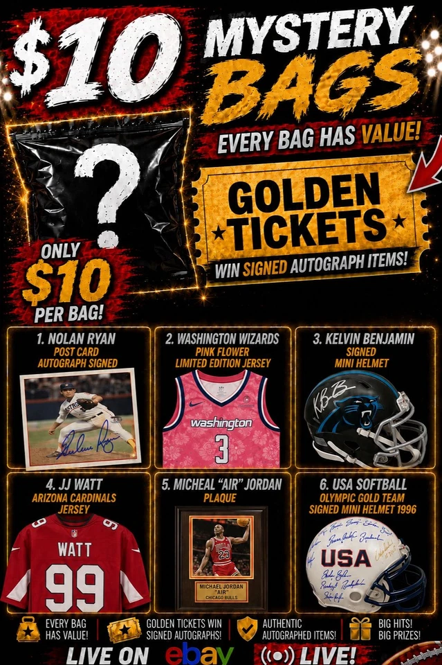 💥🎫$10 Mystery Memorabilia Madness!! Golden Tickets - AUTOGRAPHED!!🎫💥