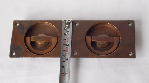 PAIR ANTIQUE BRONZE RECESSED RING PULL TURN HANDLES STABLE DOOR HAND CRAFTED - Picture 13 of 16