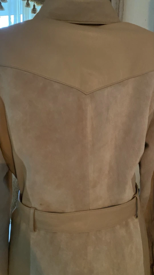 Georgiou Studios Tan 100% Leather & Suede Jacket Boho Retro Coat Women’s  Sz 12 - Image 3 of 4