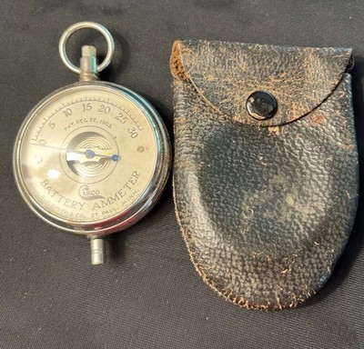 Old Vintage Cisco Ammeter CJ Smith St Paul Mn Pat 1903 W/Leather Case