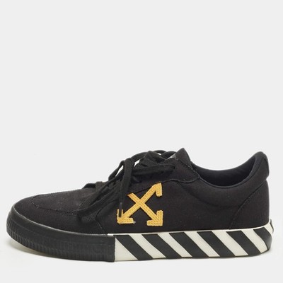 OffWhite Vulcanised Size 42 Black Canvas Lace Up Sneakers