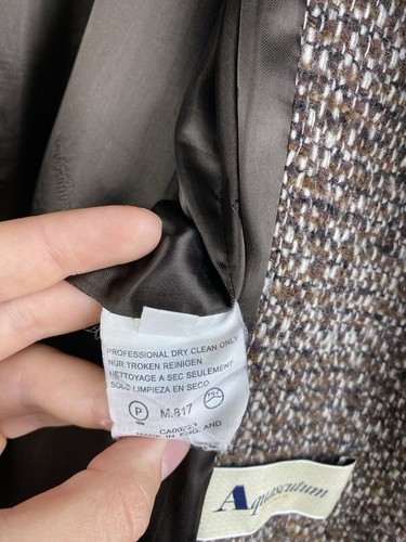 Vintage Aquascutum Womens Wool Tweed Knit Button Long Coat Size M / L - Picture 19 of 21
