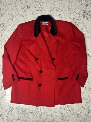Vintage Pendleton Plus Women s 100% Virgin Wool Red Blazer Jacket Large Warm