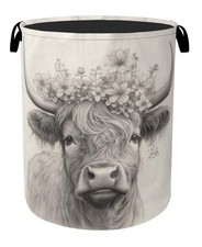 Highland Cow Foldable Laundry Hamper - Waterproof Fabric Storage Basket with ...