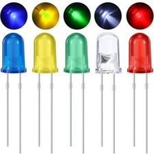 100 Pieces Clear LED Light Emitting Diodes Bulb Lamp, 5 mm 5 Colors