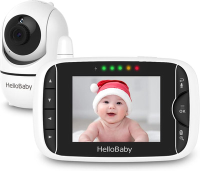Video Baby Monitor with Remote Camera Pan-Tilt-Zoom, 3.2'' Color LCD Screen, Inf