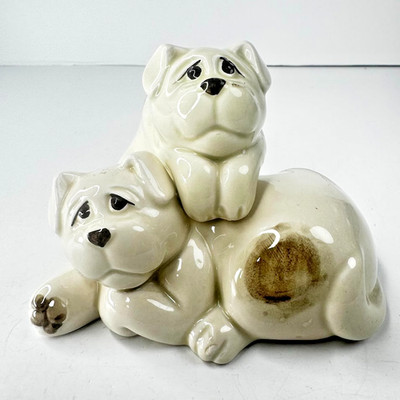Fitz & Floyd 1978 Spotted Dogs  Little Mutts  Salt & Pepper Shakers FF