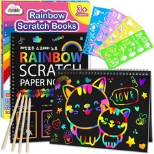 ZMLM Scratch Paper Art-Crafts Gift: 2 Pack Rainbow Notebooks PH00018, Pink