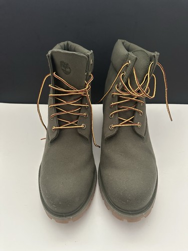 New Mens Timberland 6 Inch Premium Thread Canvas Boots Army Green Sz 12