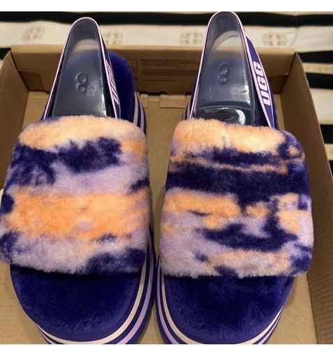 NUOVO UGG sandalo donna discoteca marmo slide viola notte 1122032 taglia 8