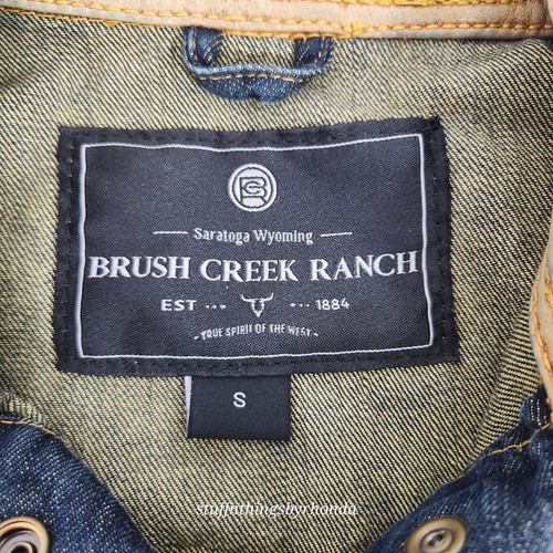 Chaqueta de mezclilla envejecida Brush Creek Ranch juvenil SM abrigo occidental cuello de cuero - Imagen 12 de 14