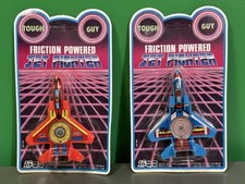 2 JET FIGHTER Friction Powered Toy Planes NOS F-15 Eagle M9 Unpunched Vintage