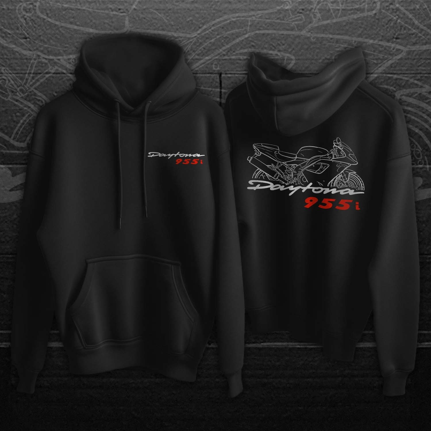 Biker Hoodie for Fans of British Daytona 955i 2001–2006 Motorcycle