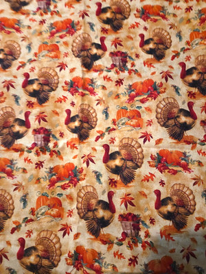 FALL TURKEY PRINT FABRIC, COTTON, 44'' WIDE X  36''  SEWING CRAFTS - 1 Yard