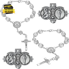 4 Pcs Car Rosary Saint Benedict Rosary Rearview Mirror Hang Auto Rosary with Car