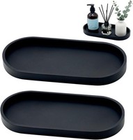 2 StüCk Badezimmer Tablett, 25X11X2Cm Dekotablett Schwarz Silikon Ablageschale,