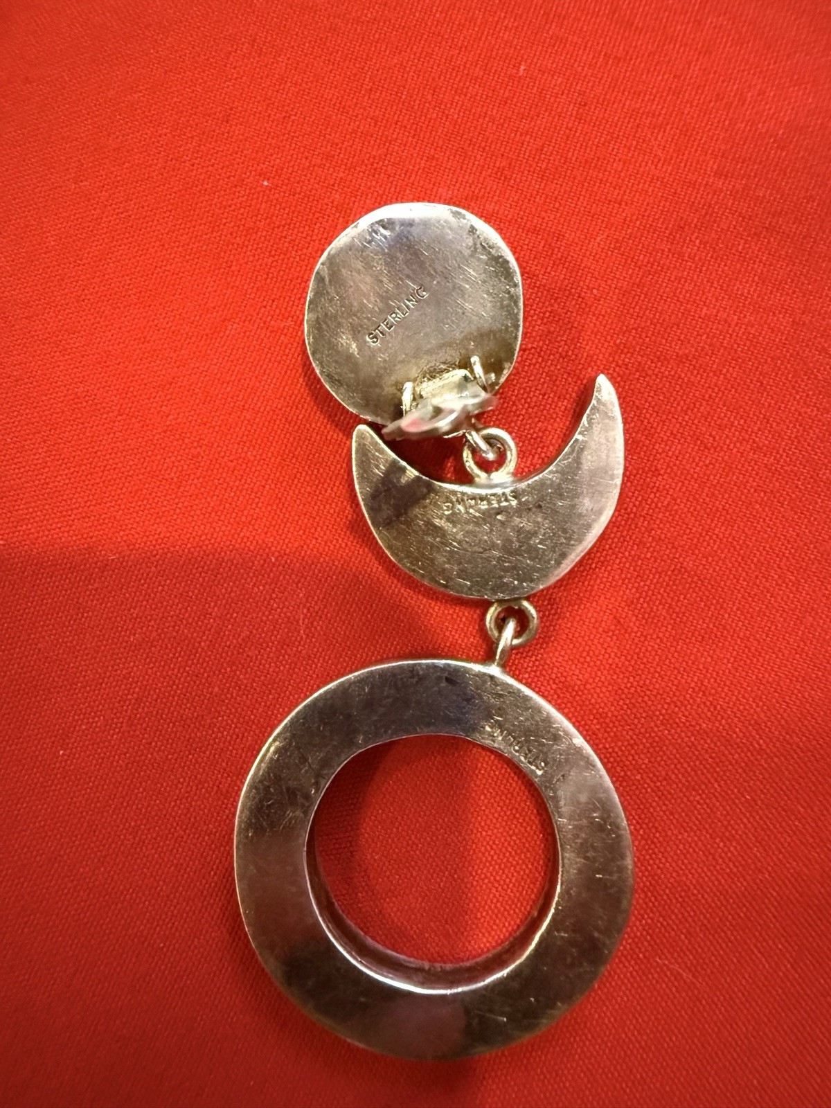 Vintage Settling Silver Dangle Drop Earrings With… - image 3