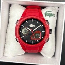 Lacoste LC33 Men  s Red Analog-Digital Sport Watch 10 BAR Silicone Strap NIBWT