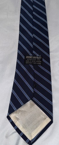 Vintage Brooks Brothers Men's Blue Striped Wool/Silk made in UK