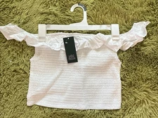 Wild Fable Off the Shoulder Cropped Tube Top Blouse Women's M White Stretch NWT