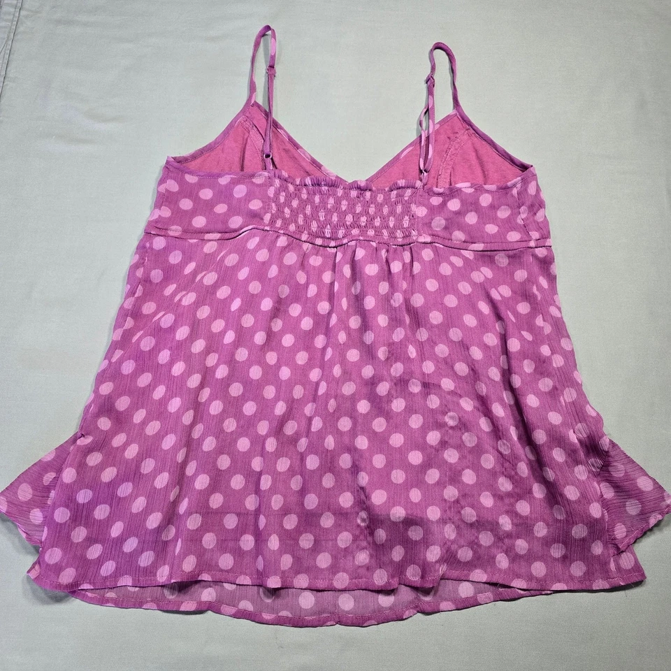 Camiseta sin mangas American Eagle púrpura preppy lunares volantes tiras para mujer talla M Foto 2 de 4